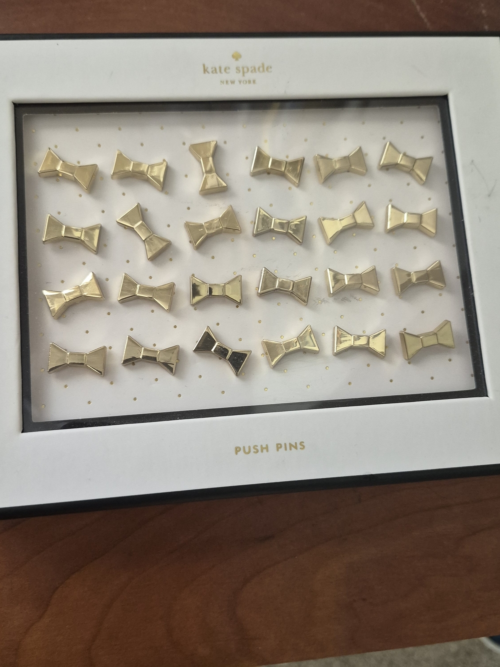 kate spade white and black Bow Push Pin Set